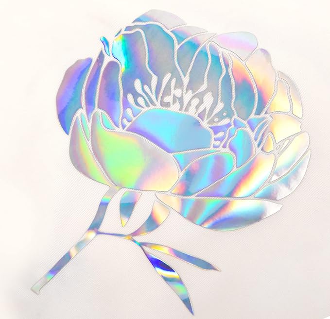 VINYL FROG Metallic Foil HTV Vinyl Roll 12" x5ft Holographic Silver Heat Transfer Vinyl Chrome Iron on Vinyl Easy to Cut & Weed DIY Heat Press Design for T-Shirts