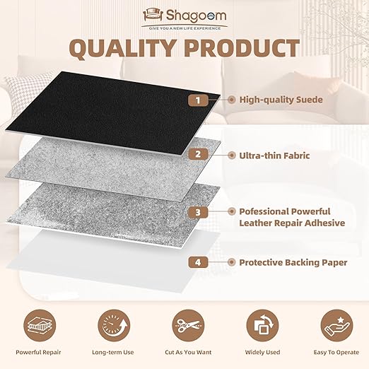 Suede Repair Patch, Large Fabric Repair Tape, Self-Adhesive Patches for Furniture, Couch, Sofa, Car Interior, Shoes, Hand Bag, Clothing (Grey, 3.5X79 Inch)