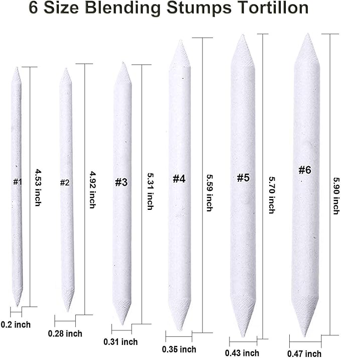 Cettkowns 36 Pieces Artist Blending Stump and Tortillion Art Blenders for Student Sketch Drawing