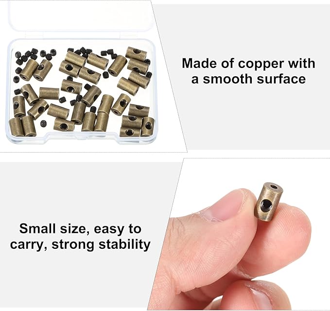MECCANIXITY 30 Pcs Metal Locking Pin Backs, Locking Pin Keepers Locking Clasp 9mm(H) with 4 Wrench Replacement in Storage Case for Badge, Brooch, Copper Tone