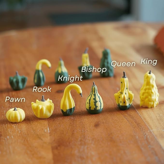 Forgecore Gourd Games, Pumpkin Game Set: Magnetic Chess Checkers, Dice Tower, Cribbage, Card Holder, Gourd Gambit Pumpkin Chess Expansion Pack, 3D Printing Portable Adult Pumpkins Board Game Set(#2)
