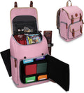 ENHANCE Mid-Size Trading Card Storage Box Backpack for Playing Card Case - Card Binder Space, TCG Deck Box Storage, Playmat Holder - Compatible with Magic the Gathering, YuGiOh, DnD (Pink)