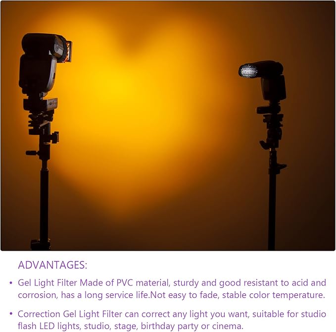 DMiotech 10Pcs Correction Gel Light Filter Overlay Transparent Plastic PVC Sheets Matte Translucent for Photo，Film,Video