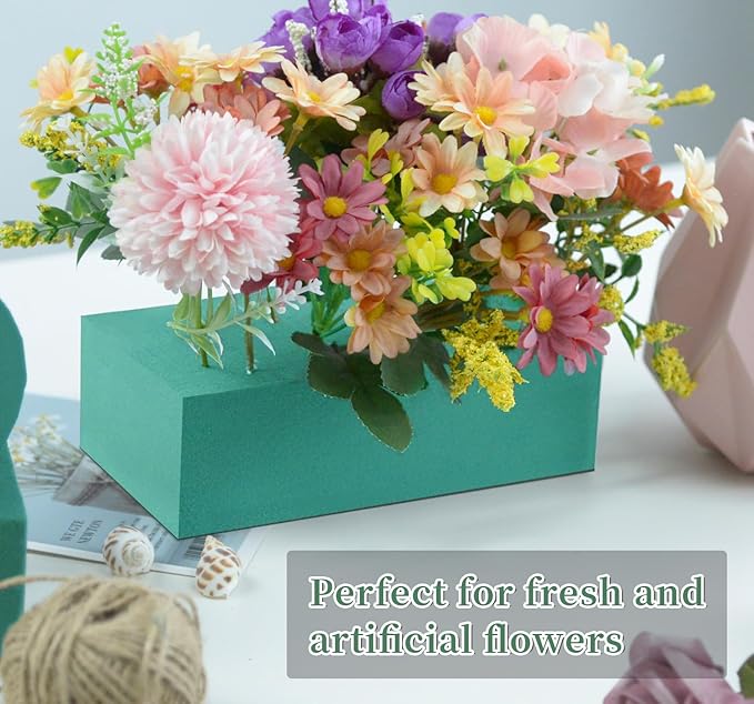 SupKing Floral Foams Blocks 4Pcs (7" L x 3.5" W x 2.1''H) Green Wet Dry Flower Foam Bricks Large Florist Plant Foam for Artificial and Fresh Flower Arrangement
