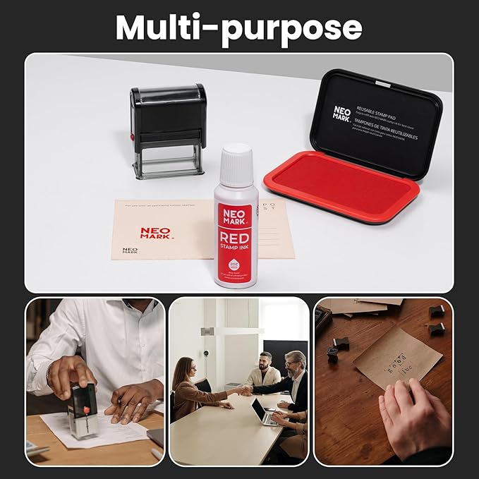 Premium Stamp Ink, Quick-Drying & AP-Certified Non-Toxic Refill Ink for Self-Inking Stamps, Date Stamps and Stamp Pads (Red, 2oz)
