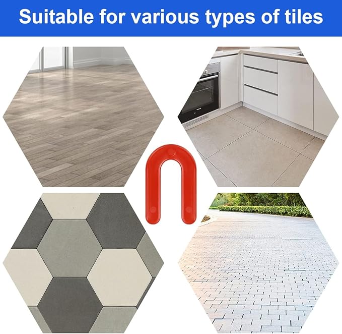 DGSL Tile Leveling System Tile Spacers 1/8 Inch, 1000 pieces Horseshoe Shim U Shape Plastic Tile Leveling Clips for Various Types of Tile Leveling (Red)