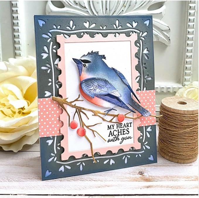 Mvchifay Cutting Dies for Card Making Metal Die-Cuts Scrapbooking Tool Hollow Frame DIY Craft Punch Template Embossing for Paper Album Decor (Love-line Frame-13.8x10.5cm)