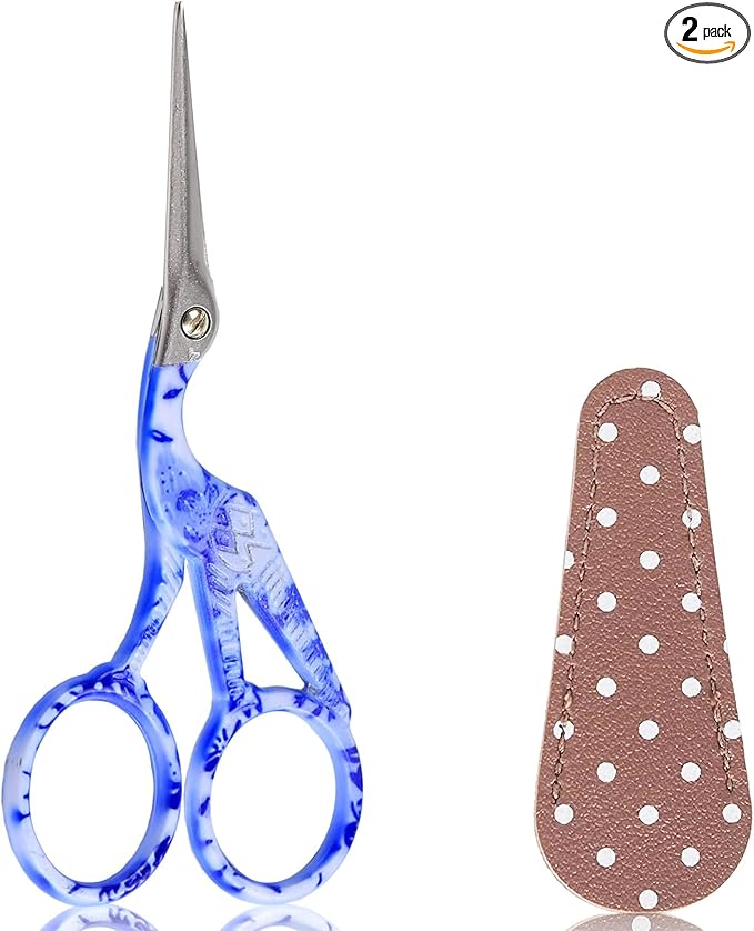 BIHRTC 4.5inch Crochet Scissors with Case Thread Embroidery Scissors Stainless Steel Sharp for Household Handicraft Needlework Threading DIY Art Handcraft Tool