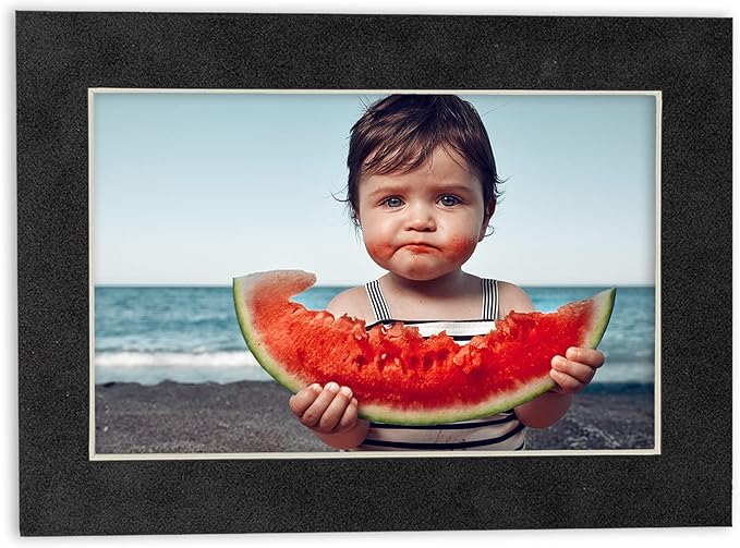 Pack of 25 Acid Free 11x14 Mats Bevel Cut for 8.5x11 Photos - Dark Grey Suede Precut Matboards For Pictures, Photos, Framing - 4-ply Thickness