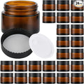 Glass Jars with Lids,Eco-Friendly Cosmetic Containers with Airtight Black Lids & Liners, Multi-Color Options for Cream, Lotion, Body Butter, DIY Skincare Travel Jars (Amber, 2oz)