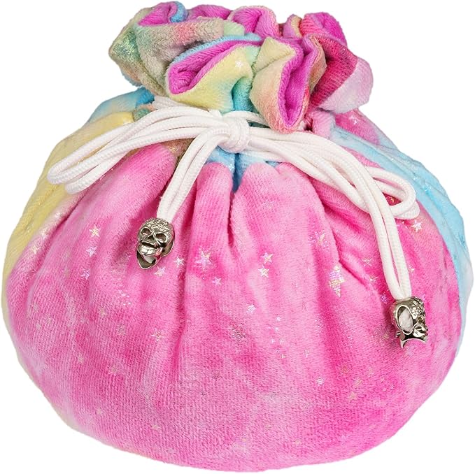 Large Dice Bags with Pockets Rainbow Storage Bags Star Pattern for DND RPG Games (with 1lb Random DND Dice)