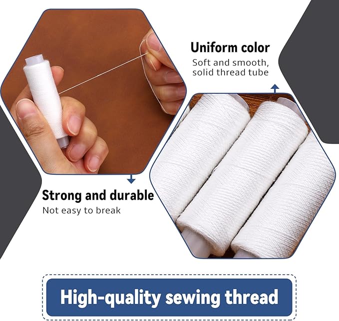 Bupete 8 Rolls White Thread for Sewing, 200 Yards Each Roll Sewing Thread, Polyester Threads for Sewing Machine Embroidery Hand Stitching