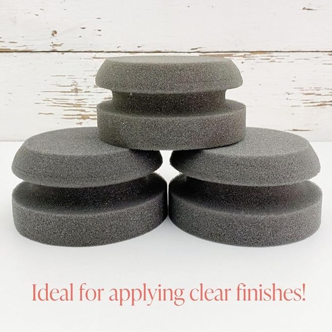 Chalk Style Painting Sponges - Set of 3-4” Round Reusable Handheld Sponge for Smooth Furniture Paint & Top Coat Application with No Brush Strokes - Washable Multi-Use Paint Applicator