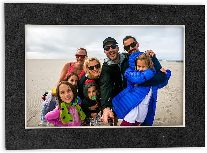 Pack of Ten Acid Free 11x14 Mats Bevel Cut for 8.5x11 Photos - Dark Grey Suede Precut Matboards With Backing Boards and Self Seal Photo Mat Bags For Pictures, Photos, Framing - 4-ply Thickness