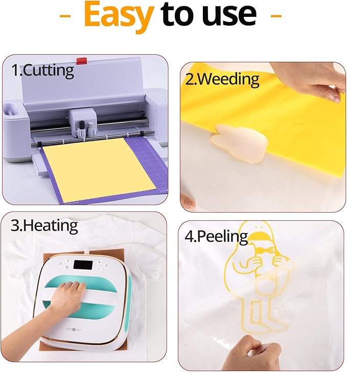 HTVRONT Yellow Heat Transfer Vinyl Bundle - 10 Pack 12" x 10" HTV Vinyl for T-Shirt, Yellow Iron on Vinyl for All Cutting Machine or Heat Press Machine
