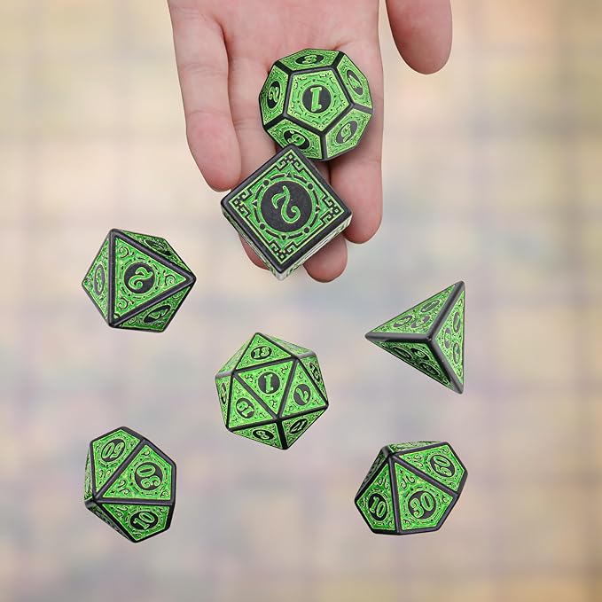 Coyeekn DND Dice Polyhedral Dice, 5 Sets of Dragons and Dungeons,RPG MTG Table Game Vintage Dice Carving Dice (35Pieces)