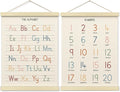 BONETAT Numbers alphabet poster for Nursery Toddlers, Play Room Wall Decor, ABC Wall Chart, Wall Hanging Decor for Toddler Playroom Decor Kids Wall Decor, Wooden Frame Alphabet Banner-A12
