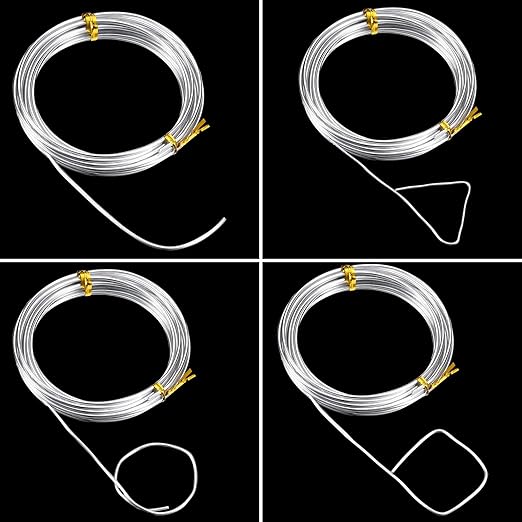 BBTO Aluminum Craft Wire, 4 Sizes (1 mm, 1.5 mm, 2 mm and 2.5 mm in Thickness) Bendable Metal Wire for DIY Sculpture and Crafts, 4 Rolls, Each Roll 16.4 Feet (Silver)
