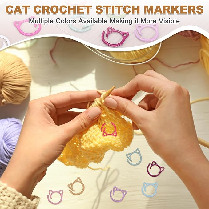 PATIKIL Cat Crochet Stitch Markers, 12 Pack Stitch Marker for Knitting Crocheting Supplies Cute Metal Spiral Knit Clip Ring Counters for Crochet Yarn DIY Crafts, Red