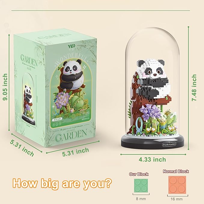 Panda Flower Building Set for Adult Party Favors for Kids Animal Building Blocks Plant Friend Set Bonsai Tree Valentines New Year Easter Birthday Gift for Boys Girls Age 6-12+(Panda Succulent)