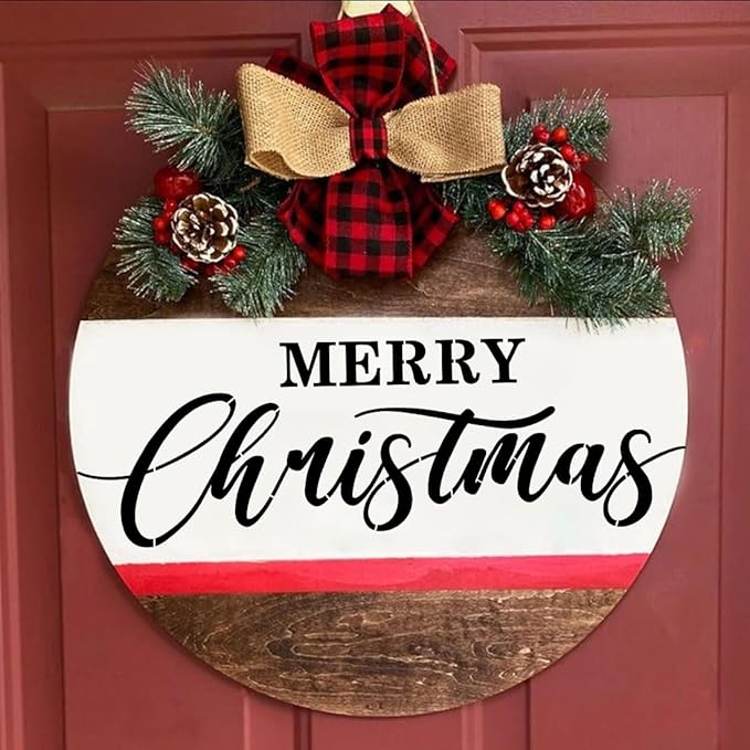 Christmas Stencils for Painting on Wood 12” Christmas Doormat Stencil Xmas Holiday Stencils for Crafts Door Mats Porch Door Decor