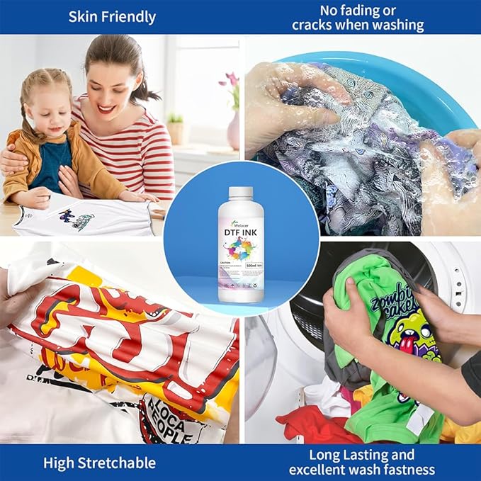 DTF Ink White 500ml - Premium Heat Transfer Ink Conversion Kit Refill for I3200, XP600, R1390,L1800, ET2800 ET8500 R2400, L800, 1430, P400, P800, XP-15000 All DTF Printers,for DTF Film