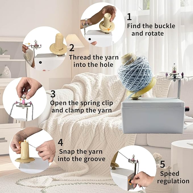 Yarn Winder,Yarn Ball Winder,Yarn Winder for Crocheting,Electric Yarn Winder,Automatic Yarn Winder,Adjustable Speed Yarn Spinner, Easy to use, Saves time and Protects Hand Joints