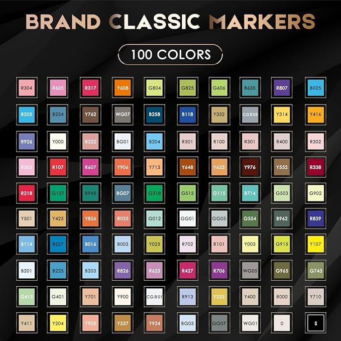 Caliart Markers, 100 Colors Dual Tip Art Markers Sketch Pens Permanent Alcohol Based, with Case for Adult Artist Halloween Drawing Sketching (White Barrel)