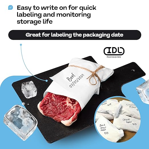 White Freezer Paper 18" x 13200" (1100 feet) with Cutter - USA-made Large Freezer Paper Roll for Meat & Fish - Poly-Coated Food Wrapping Material for Freezing by IDL Packaging