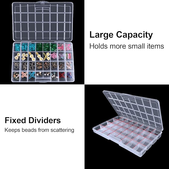 DUOFIRE 32 Grids Bead Organizer, Craft Organizers and Storage with Fixed Compartment, Plastic Bead Storage for Jewelry Beads Earring Tool Fishing Hook Small Accessories