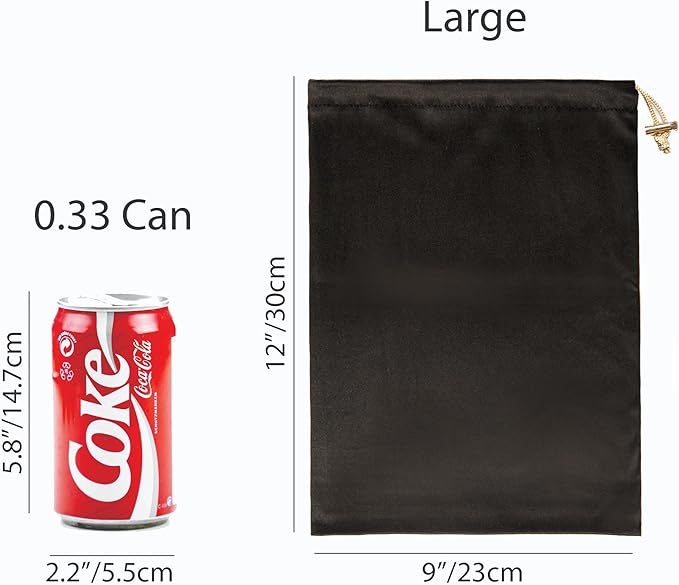 Valante Set of Microfiber Drawstring Storage Bags for Intimate Products (Large Black Set)