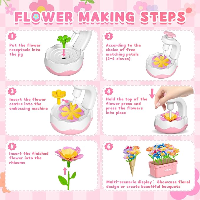 Deesry Fabric Flower Bouquets Toys, DIY Flower Craft Kits Year, Flowers Market Toy, Educational Arts & Crafts Toy, DIY Creative Activity As Christmas Birthday Gift for 4 5 6 7 8 Year Toddler Girl-02