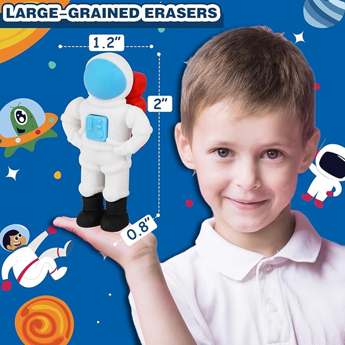 Erasers Set for Kids, Space Astronaut Pencil Eraser Bulk for Kids, Take Apart Puzzle Erasers for Classroom Prizes, Game Reward, Egg Fillers, Back to School Gift for Boys and Girls Desk Pets