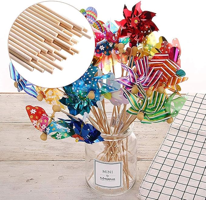HOPELF 100PCS Dowel Rods - 1/8 x 12 Inch Bamboo Sticks - for Crafts, Cake Dowels and DIYers