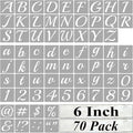 6 Inch Alphabet Letter Stencils for Painting - 70 Pack Letter and Number Stencil Templates with Signs for Painting on Wood, Reusable Cursive Letters Stencils for Chalkboard Wood Signs & Wall Art