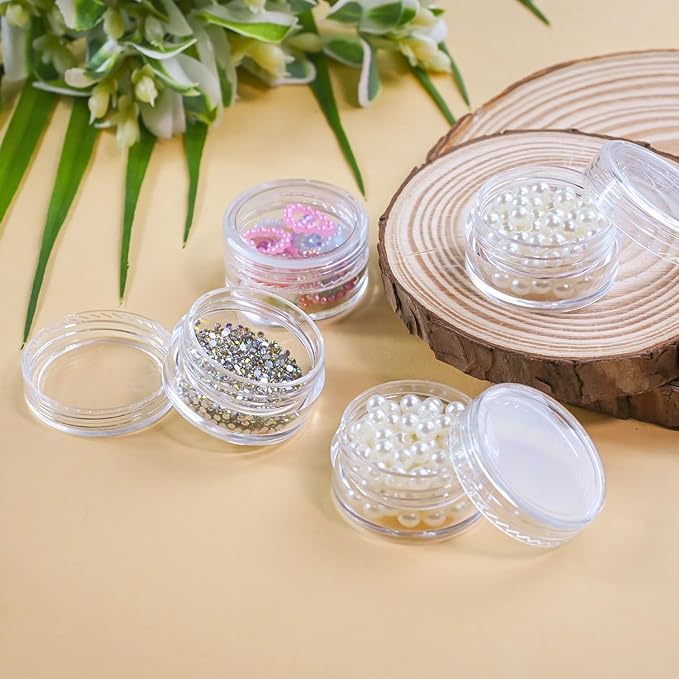 5g Cosmetic Sample Jars with Lids, 50 Pack Clear Small Plastic Containers for Skincare, Face Cream & Lip Balm, BPA-Free, Refillable Travel Size Containers