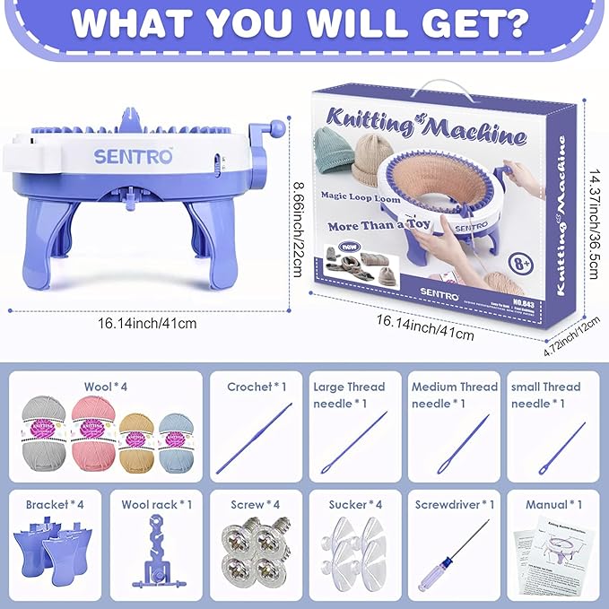 Knitting Machine,SENTRO 48 Needles Knitting Machines with Row Counter, Smart Weaving Round Loom,Double Knit Loom Machine Kit,DIY Knit Scarf Hat Sock