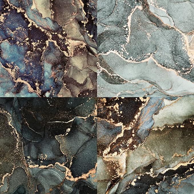 Colored Marble Scrapbook Paper Pad 6x6 – Black Blue Purple Gold Patterned Paper Scrapbooking CardStock, Decorative Craft Origami Paper Junk Journal, Single-Sided Decopodge Paper Supplies-24Pcs