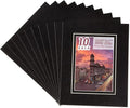 HOTUO 10 Pack Acid Free Black Picture Frame Mats, Pre-Cut 8x10 Picture Mats with Ivory Core Bevel Cut for 5x7 Photo, Signature Friendly 4 Ply Thickness Photo Mat for Frames (Black with V-Groove)