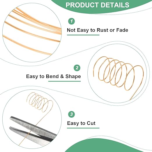 0.3 mm/28 Gauge Copper Wire for Jewelry Making, 49.2FT Copper Beading Craft Wire for Jewelry/Weaving/DIY Crafting/Planting, Color-Retaining [15M, Copper Tone]