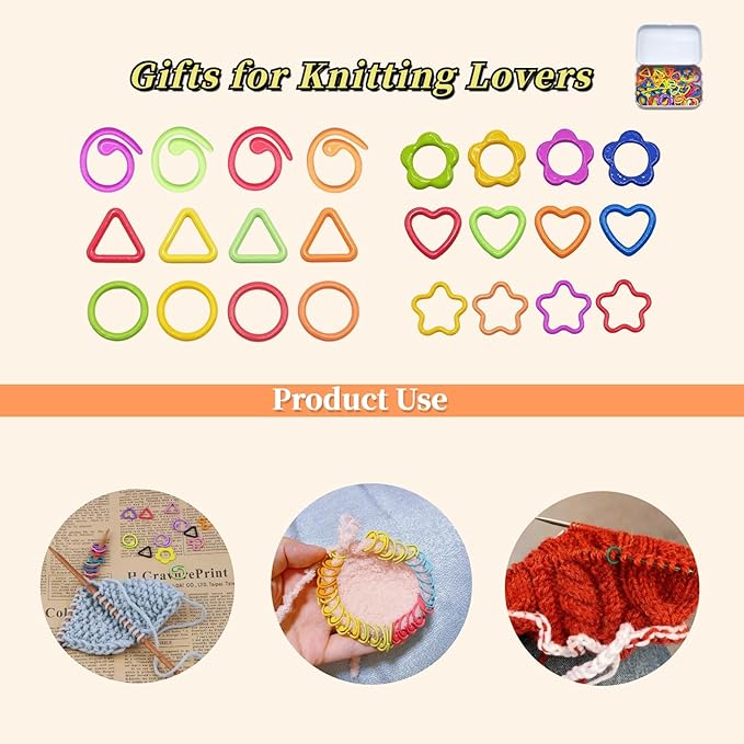 Metal Stitch Markers,Colorful Crochet Stitch Markers,Knitting Stitch Markers with Storage Case,Crochet Gift for Knitting Weaving Lovers (Spiral)