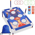 Outdoor Games Bean Bag Toss for Kids, Cornhole Set Ring Toss Games for Lawn, Yard, Camping