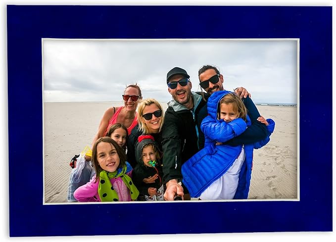 11x14 Mat Bevel Cut for 8.5x11 Photos - Acid Free Royal Blue Suede Precut Matboard - For Pictures, Photos, Framing - 4-ply Thickness