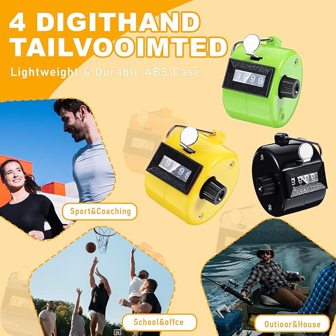 16 Pcs Handheld Clicker Counter 4 Digit Mechanical Tally Counter Assorted Color Pitch Palm Counter for Counting Numbers Knitting Coaching Golf Lap Fishing School Sports Event