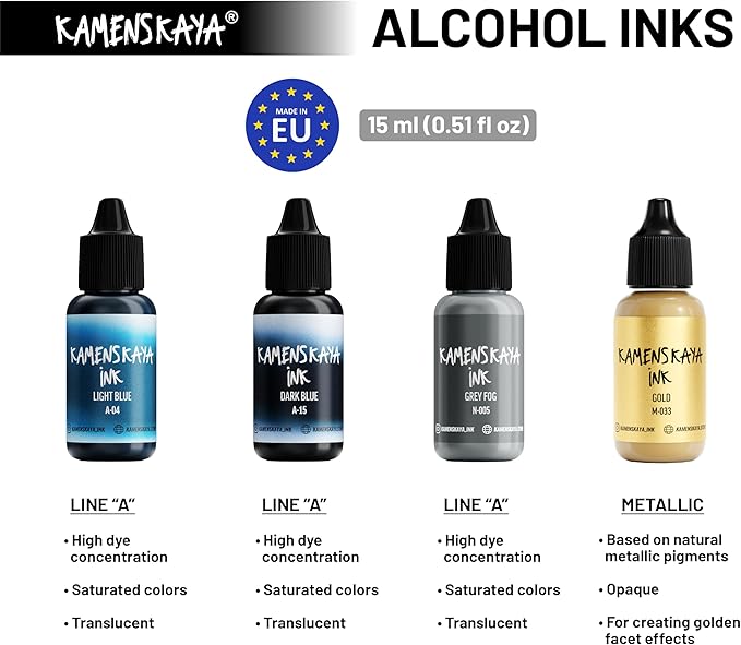 Alcohol Ink Set #13: Matched Color Combination of Alcohol Inks, 4 pcs. 0.51 fl oz (15 ml) Each