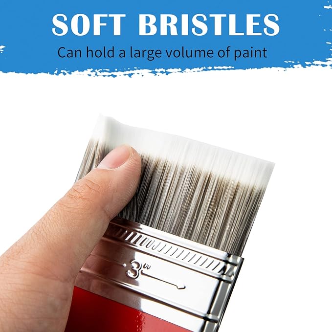 Falling in Art Flat Paddle Paint Brush Set with Long Handle, Large Scale Brush for Oil and Acrylic Paints(1 Inch,2Inch,3Inch)