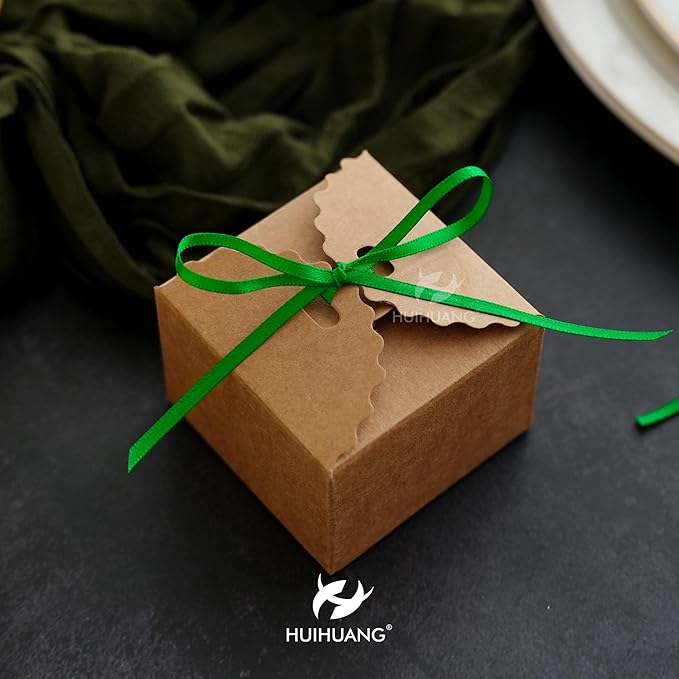 HUIHUANG Thin Green Satin Ribbon - 1/8 inch x 100 Yards Roll for Crafts, Gift Tags, Party Decoration Cards (Emerald)