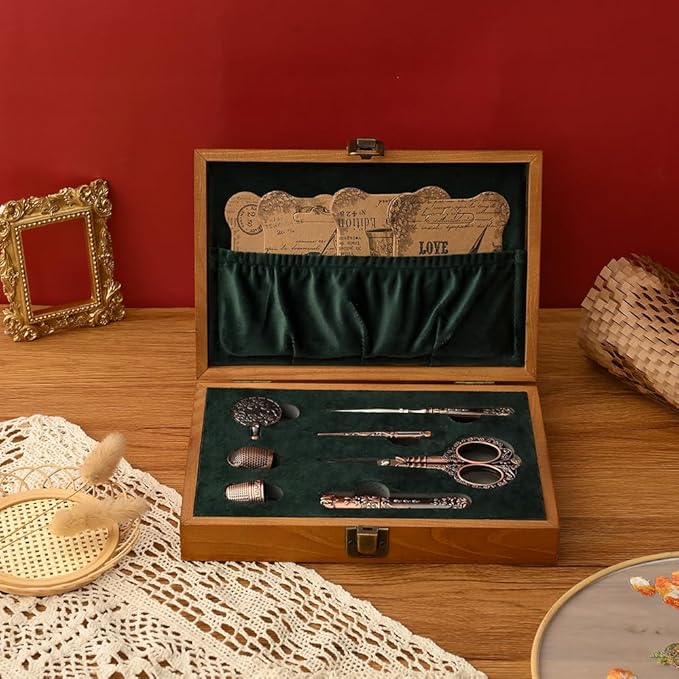 Vintage Embroidery Scissors Set, European Style Stainless Steel Sewing Tools for Sewing, Craft, Art Work, Needlework, Copper