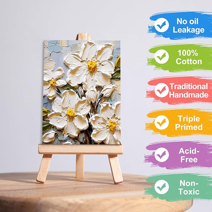 ESRICH 36 Pack 5x7 Small Canvas Boards for Painting, Primed Acid-Free Cotton Mini Canvases, Non-Toxic Blank Canvas Panels for Oil, Acrylic, Watercolor & Tempera for Artists, Students & Kids (5x7 in)