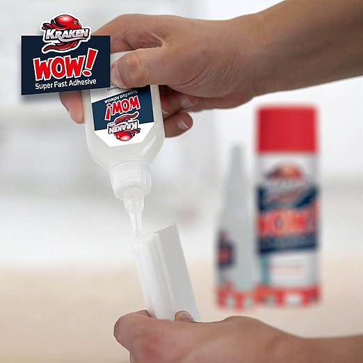 Kraken Bond Wow! CA Glue (1x3.50 oz) with Spray Adhesive Activator (1x13.50 fl oz) - Cyanoacrylate, with Activator, Fast CA Glue for Woodworking, Crazy & Craft - 1 Pack